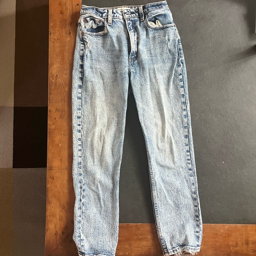 Light wash high rise mom jeans